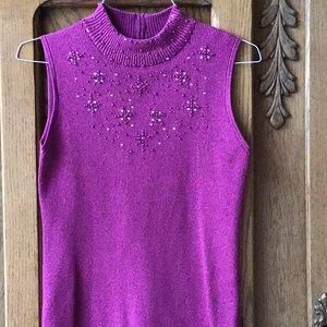 TanJay Pink Beaded Sparkle Top